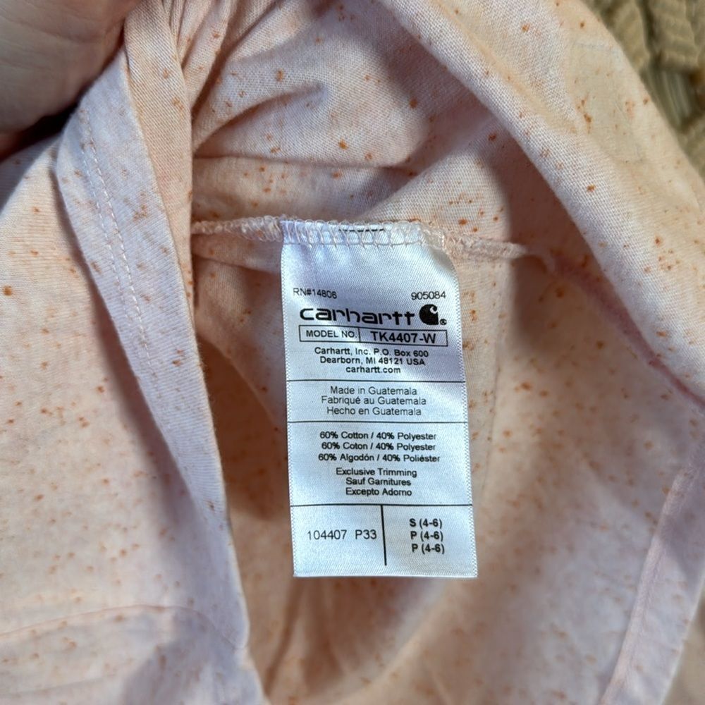EUC Carhartt Pink Heather V-Neck Long Sleeve Cotton T-Shirt Small - Picture 4 of 5